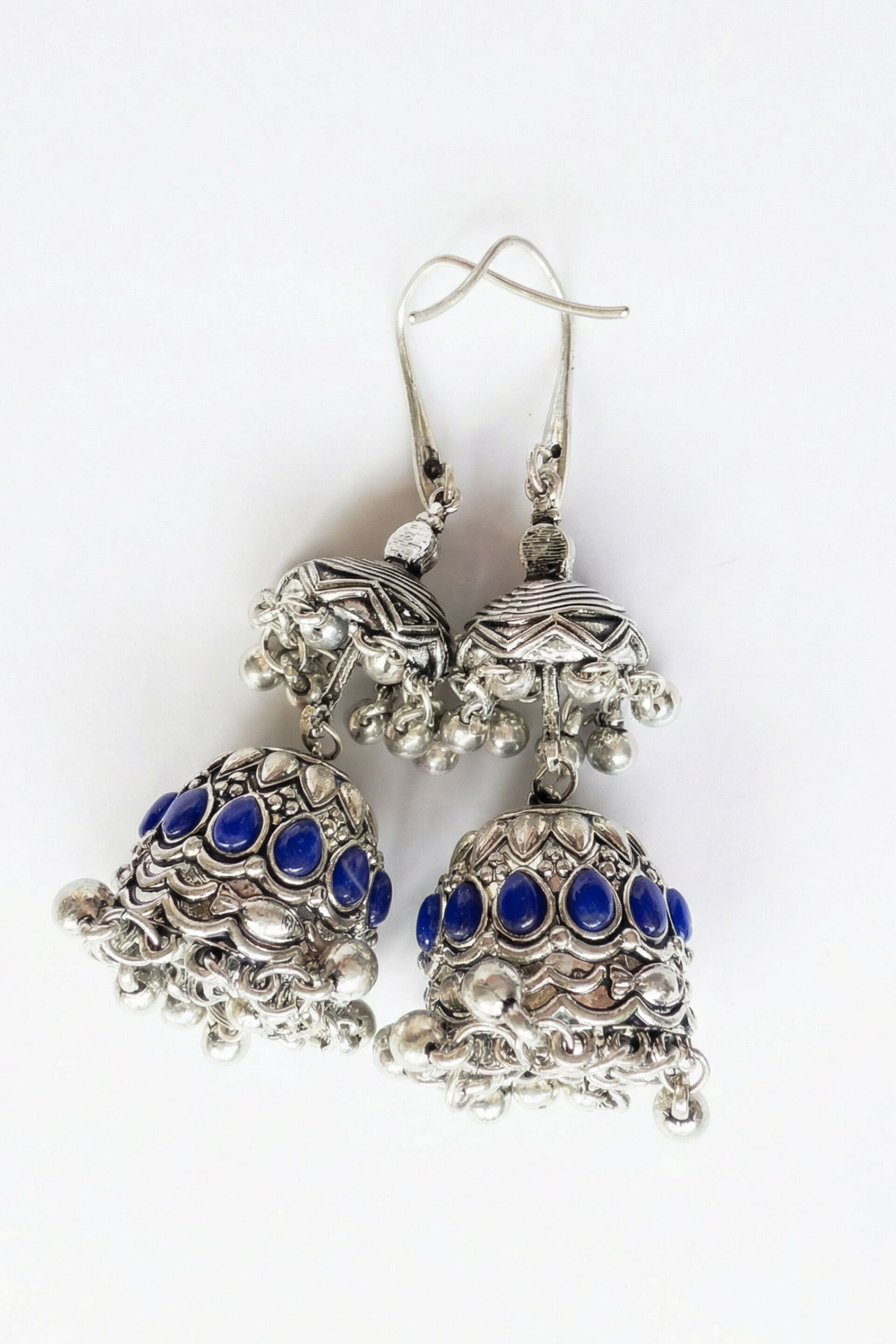 Blue Stone Jhumka Earrings, , image 4